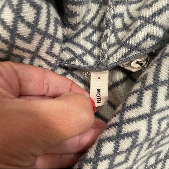 Anthropologie MOTH Fireside Sweater Gray Cream Alpaca Blend Cowlneck Size Small - Picture 7 of 11